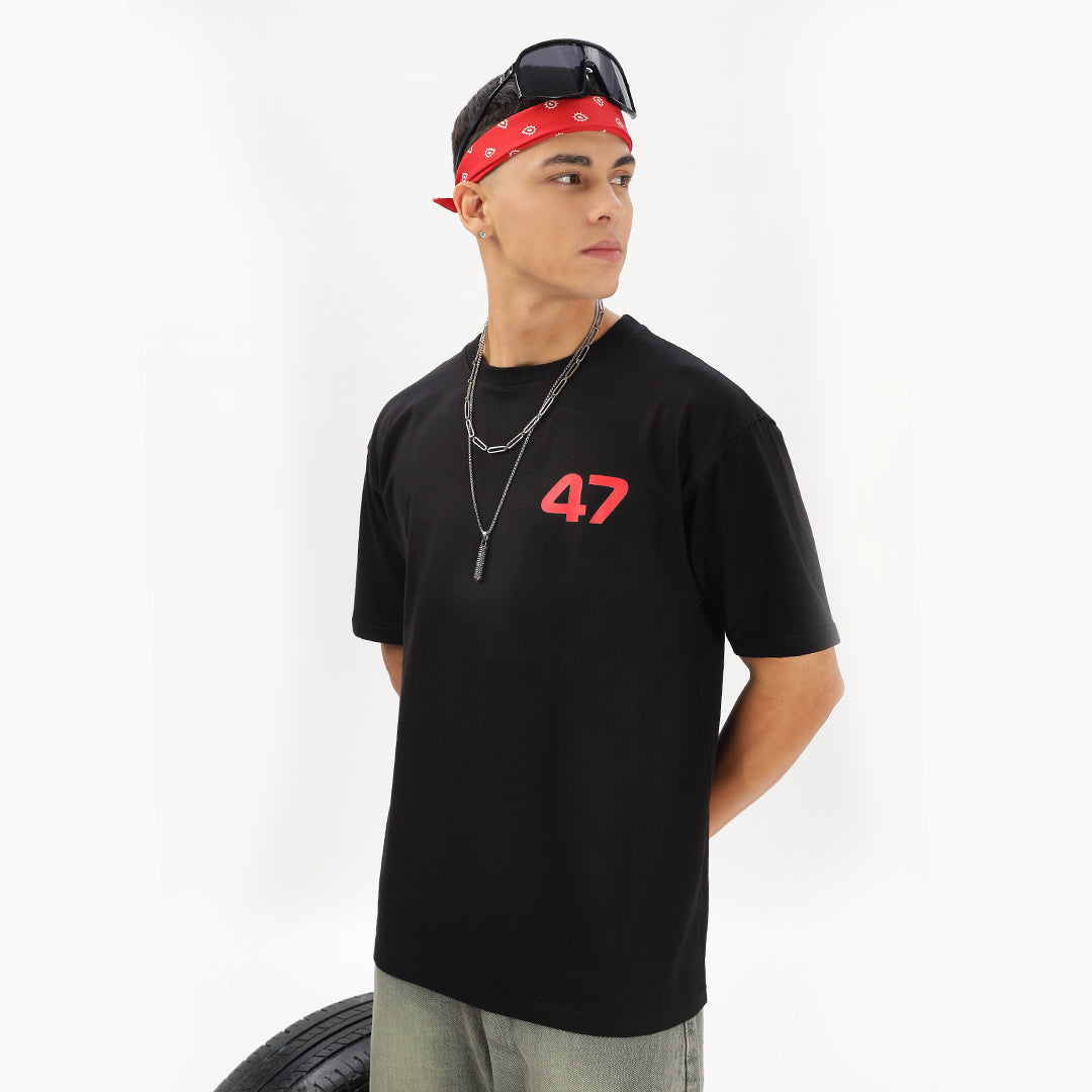 Number 47 | Grand Prix Oversized T-Shirt (Left Pocket & Back) - Fully Filmy