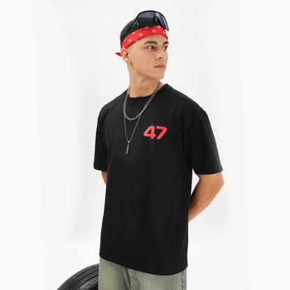 Number 47 | Grand Prix Oversized T-Shirt (Left Pocket & Back) - Fully Filmy