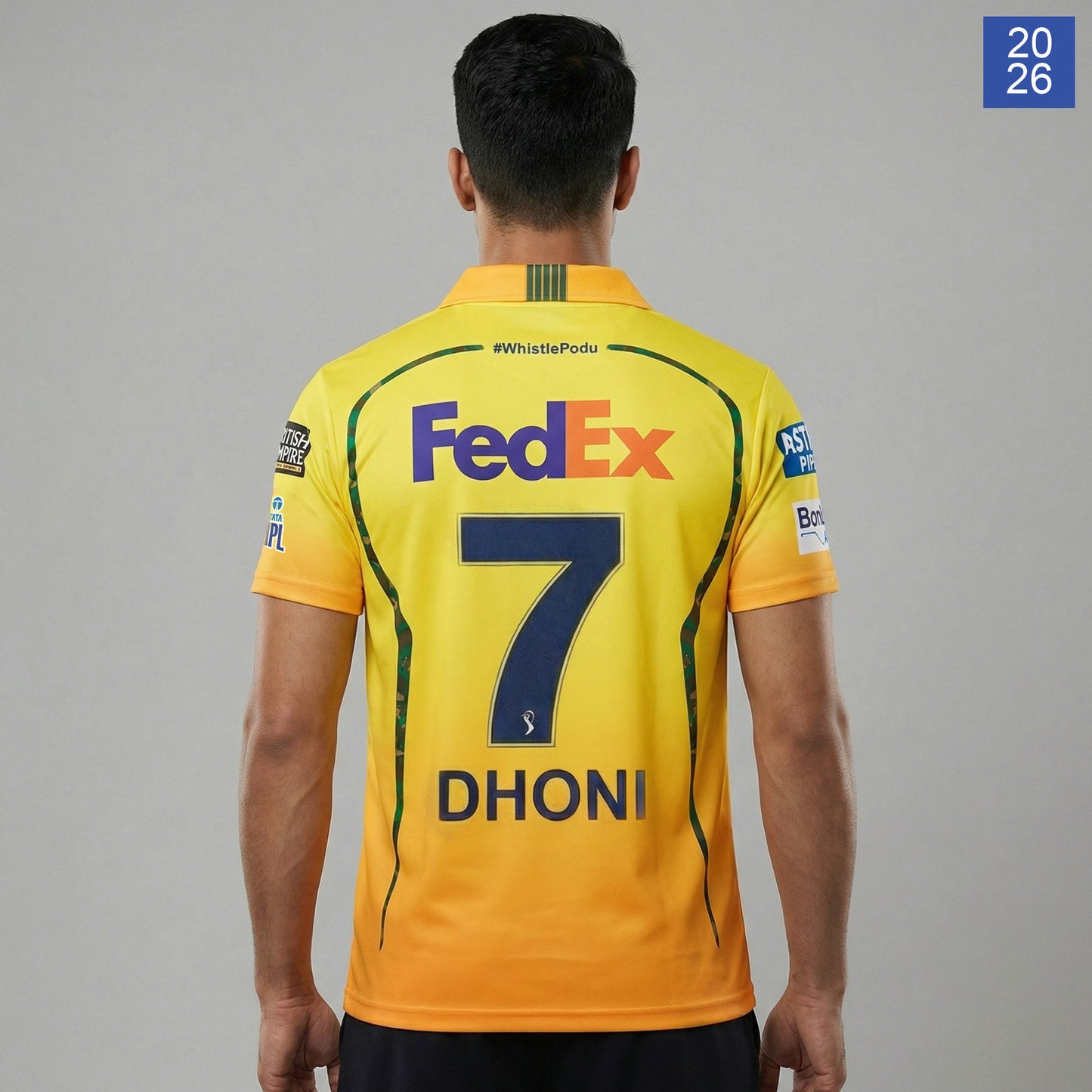 Chennai Super Kings Authentic Fan Jersey 2026 - Dhoni 7 (Half Sleeve) [Pre-Order]