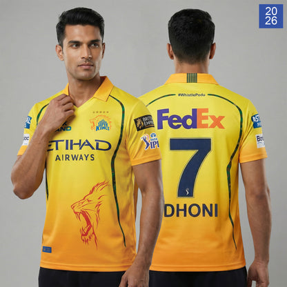 Chennai Super Kings Authentic Fan Jersey 2026 - Dhoni 7 (Half Sleeve) [Pre-Order]
