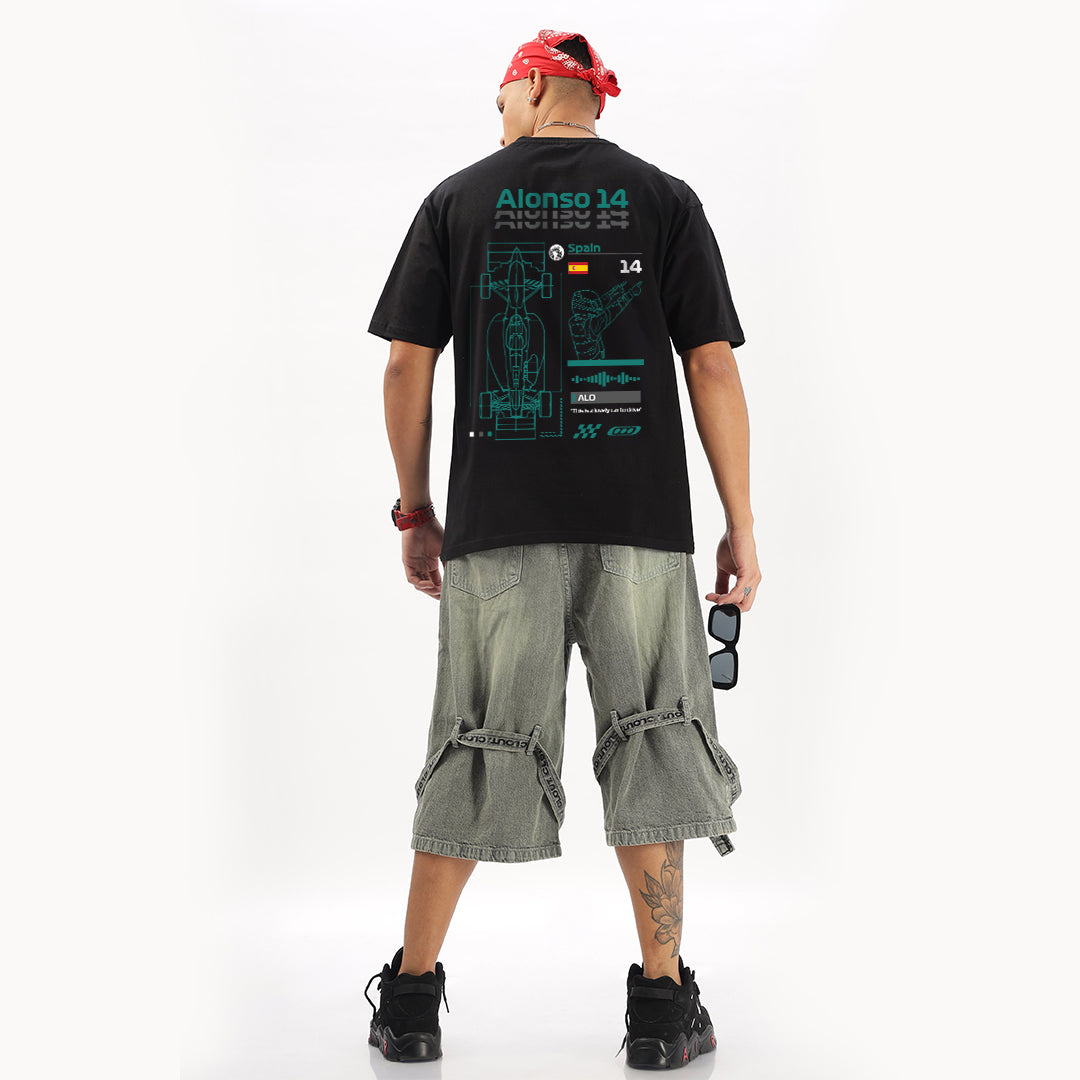 Number 14 | Grand Prix Oversized T-Shirt (Left Pocket & Back) - Fully Filmy