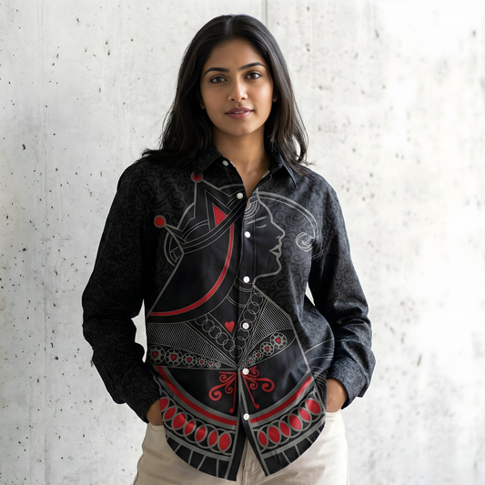 Queen of Hearts Women's Linen Shirt - Fully Filmy