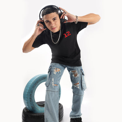 Number 12 | Grand Prix Oversized T-Shirt (Left Pocket & Back) - Fully Filmy