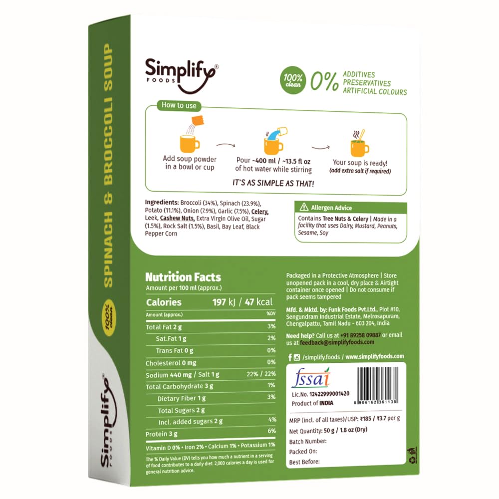 Spinach & Broccoli Soup 75g (2Packs) - Simplify