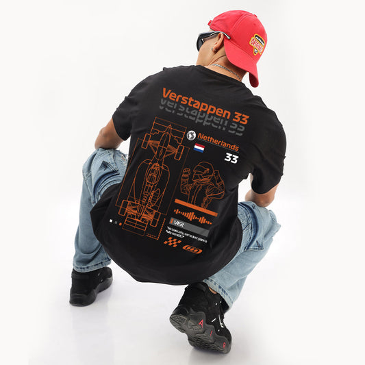 Number 33 | Grand Prix Oversized T-Shirt (Left Pocket & Back) - Fully Filmy