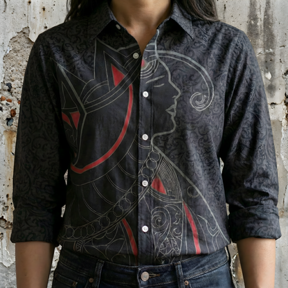 Queen of Hearts Women's Linen Shirt - Fully Filmy