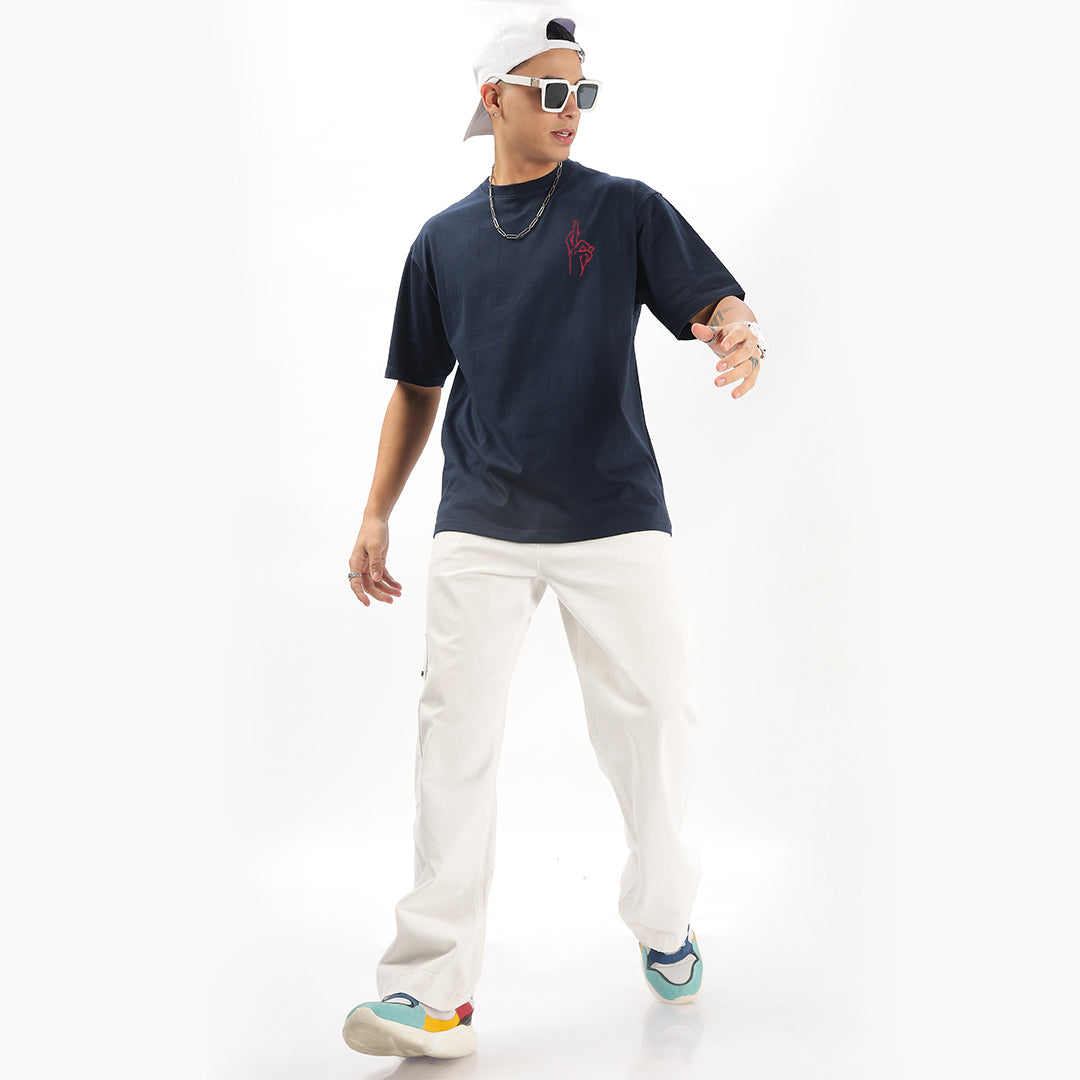 Gojo: The Strongest Sorcerer Oversized T-Shirt (Left Pocket & Back) - Fully Filmy