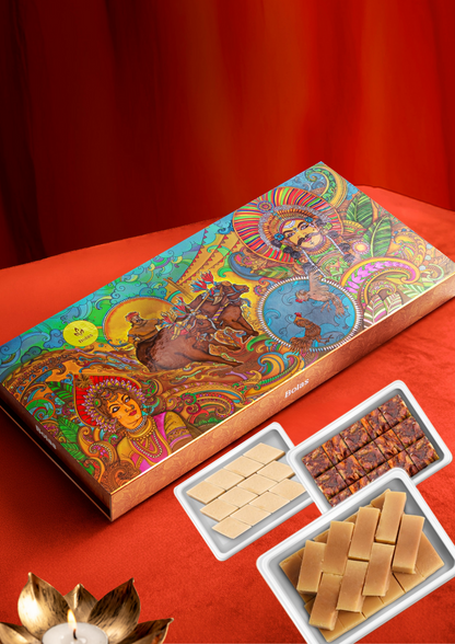 Coastal Assorted Sweets Box 300g with Kaju Katli, Mysore Pak and Anjeer Burfi - Bolas Gift Box