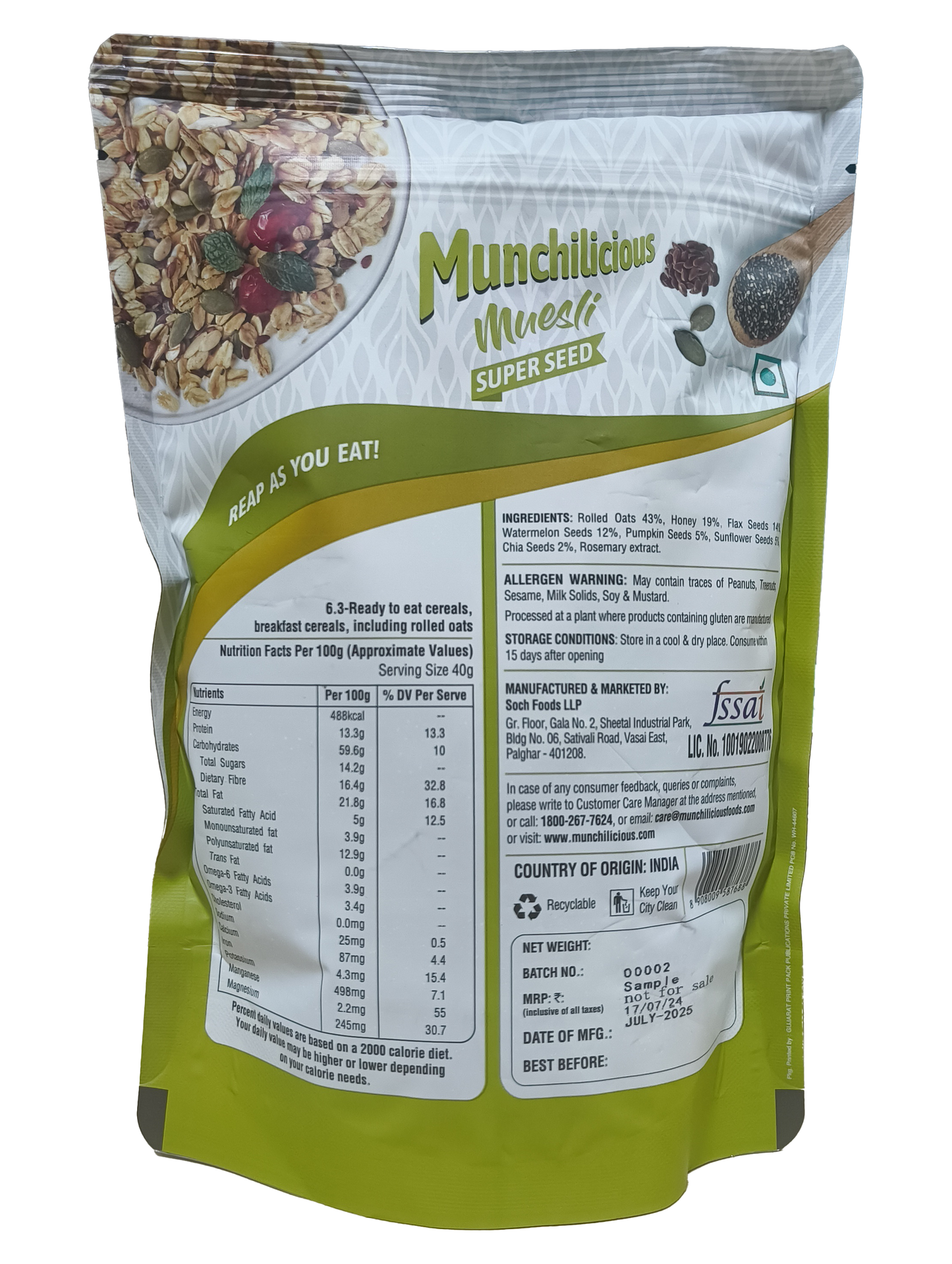 Super Seed Muesli - Munchilicious (350gms)