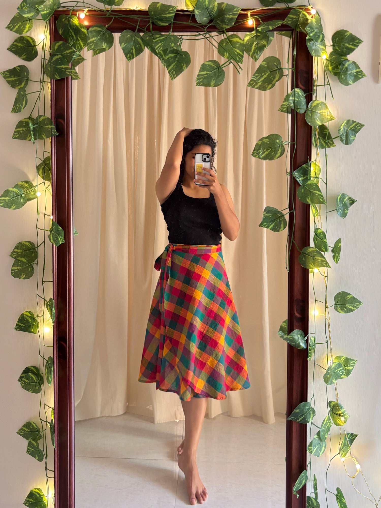 Madras Kattam Wrap Skirt - Lilies