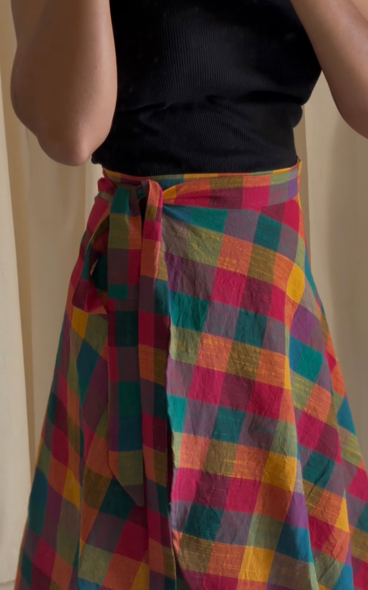 Madras Kattam Wrap Skirt - Lilies