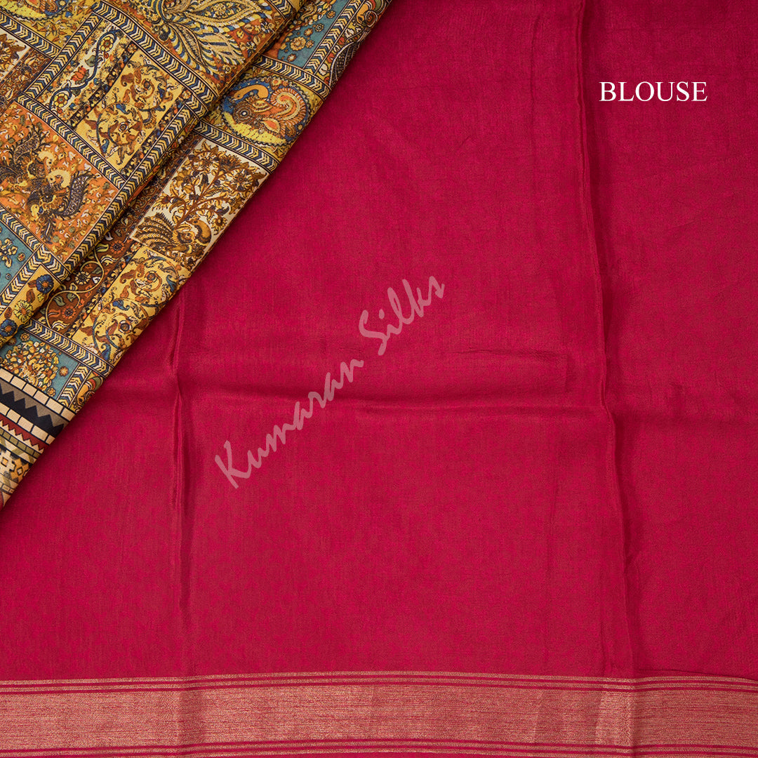 Modal Silk Multi Colour Printed Saree With Peacock Design