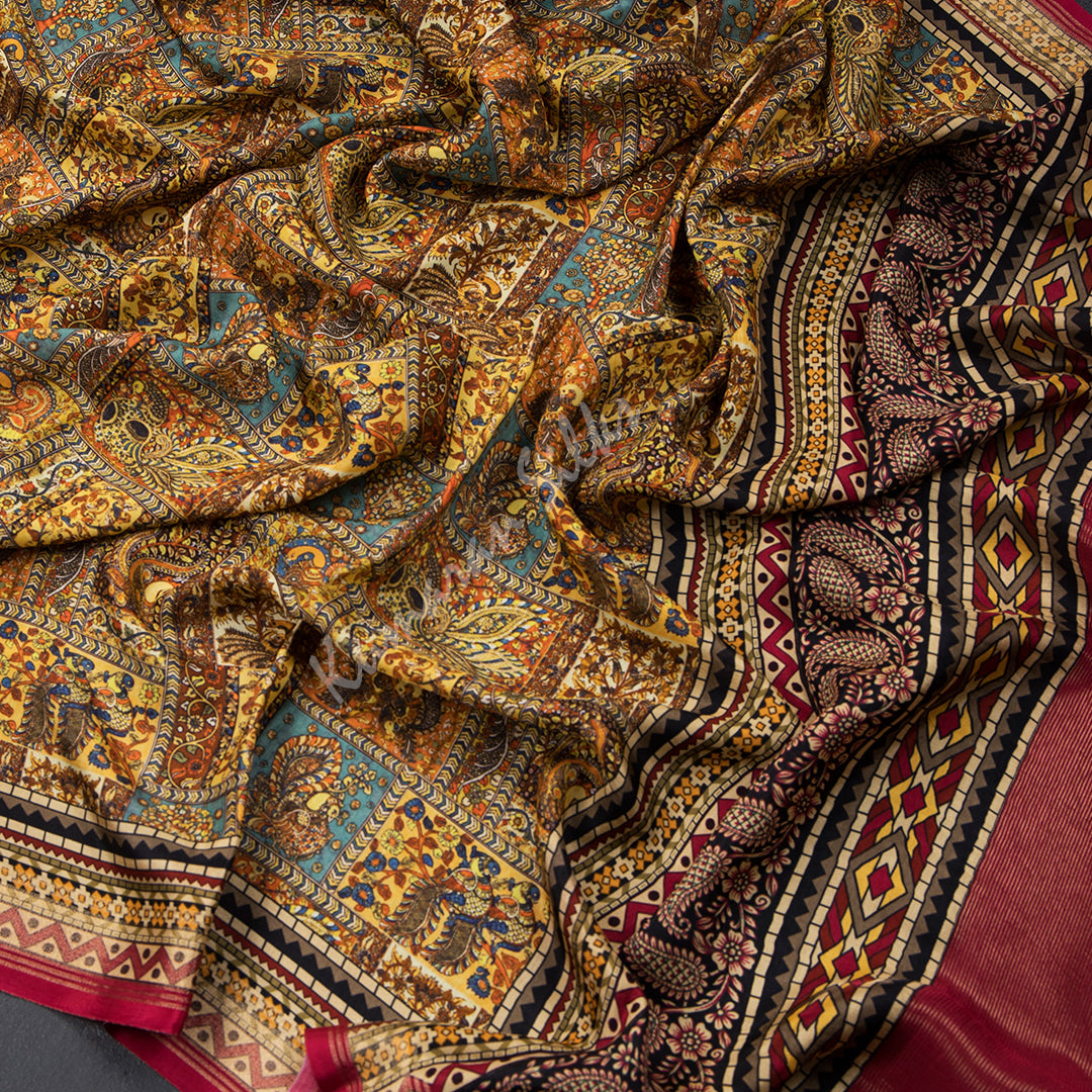 Modal Silk Multi Colour Printed Saree With Peacock Design - Shriyara by Kumaran Silks