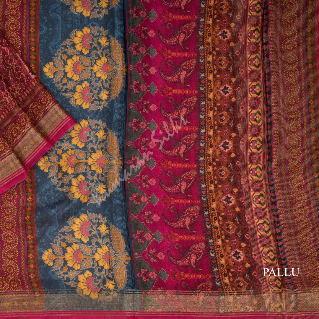 Modal Silk Light Peach Floral Printed Saree