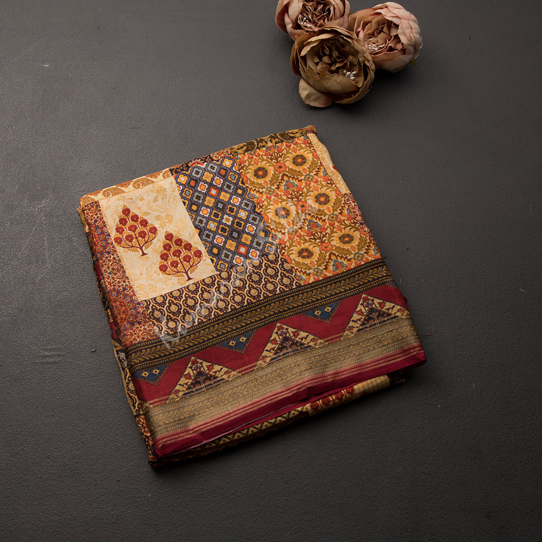 Modal Silk Multi Colour Floral Printed Saree 02