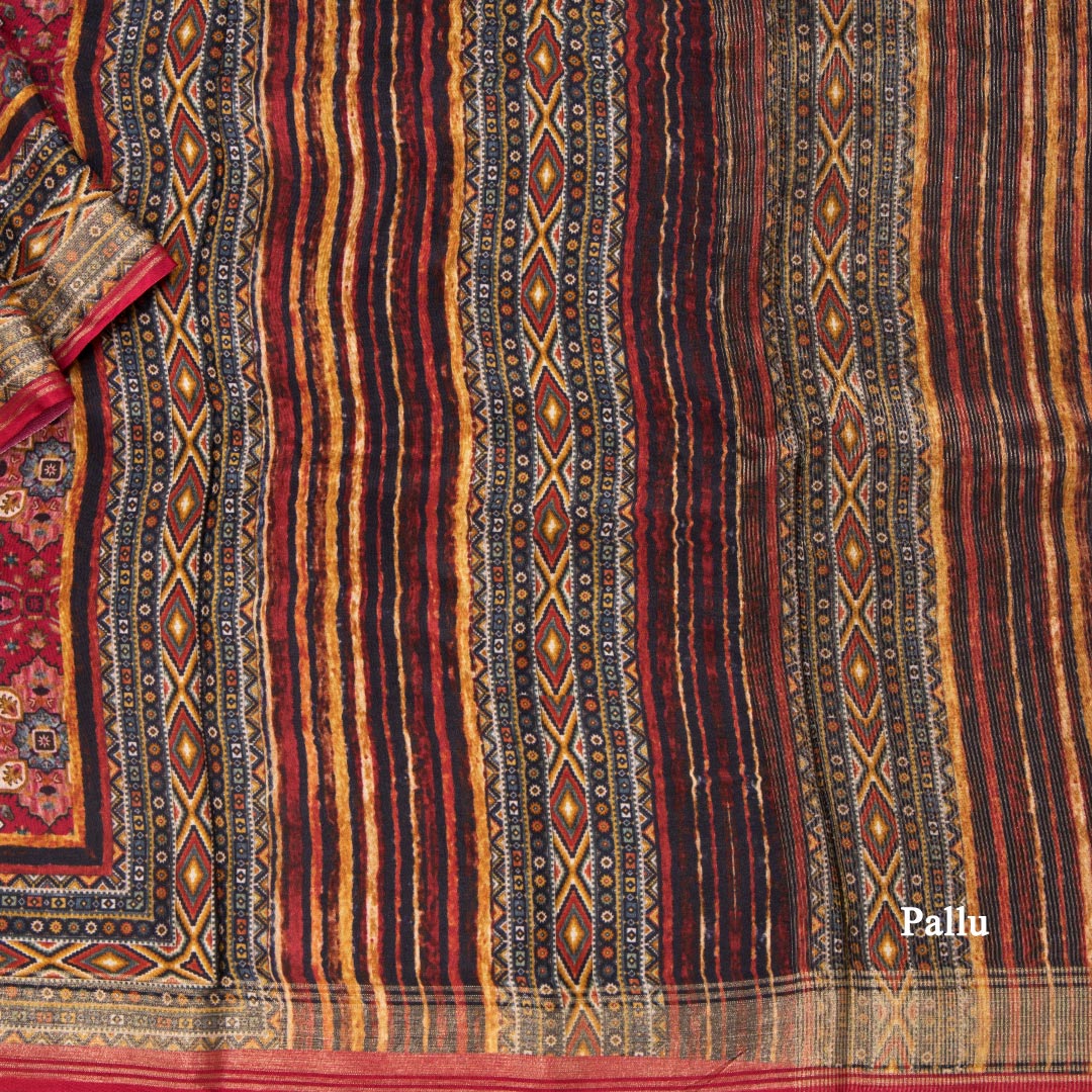 Modal Silk Red Floral Printed Saree