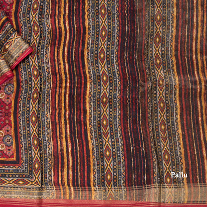 Modal Silk Red Floral Printed Saree