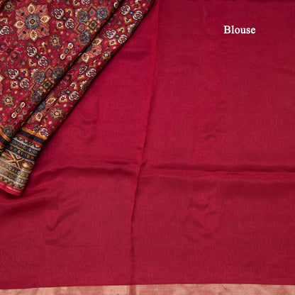 Modal Silk Red Floral Printed Saree