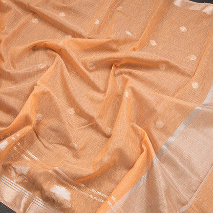 Semi Linen Peach Zari Worked Saree - Shriyara by Kumaran Silks