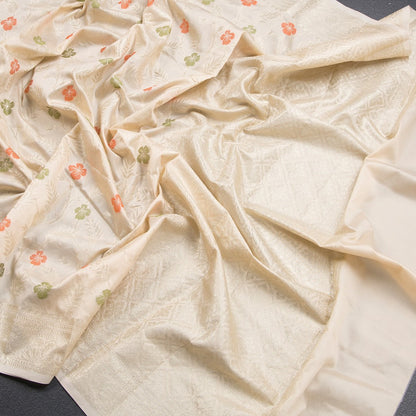 Semi Kataan Cream Zari Worked Saree - Shriyara by Kumaran Silks