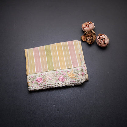 Tissue Multi Colour Zari Stripes With Thread Border Saree