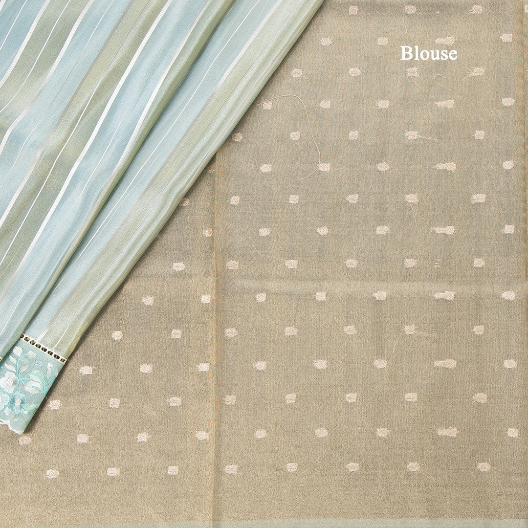 Tissue Multi Colour Zari Stripes With Thread Border Saree 05