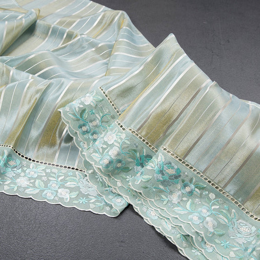 Tissue Multi Colour Zari Stripes With Thread Border Saree 05