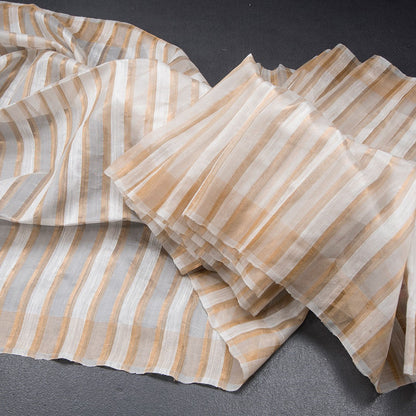 Raw Silk Cream Stripes With Thread Work Saree