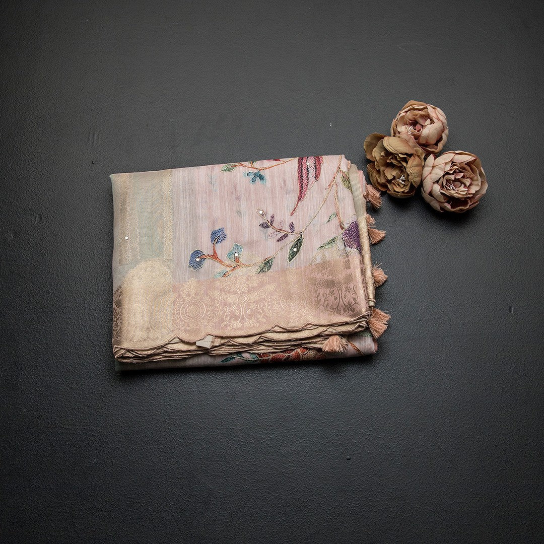 Linen Multi Colour Stripes Saree With Zari Border 02