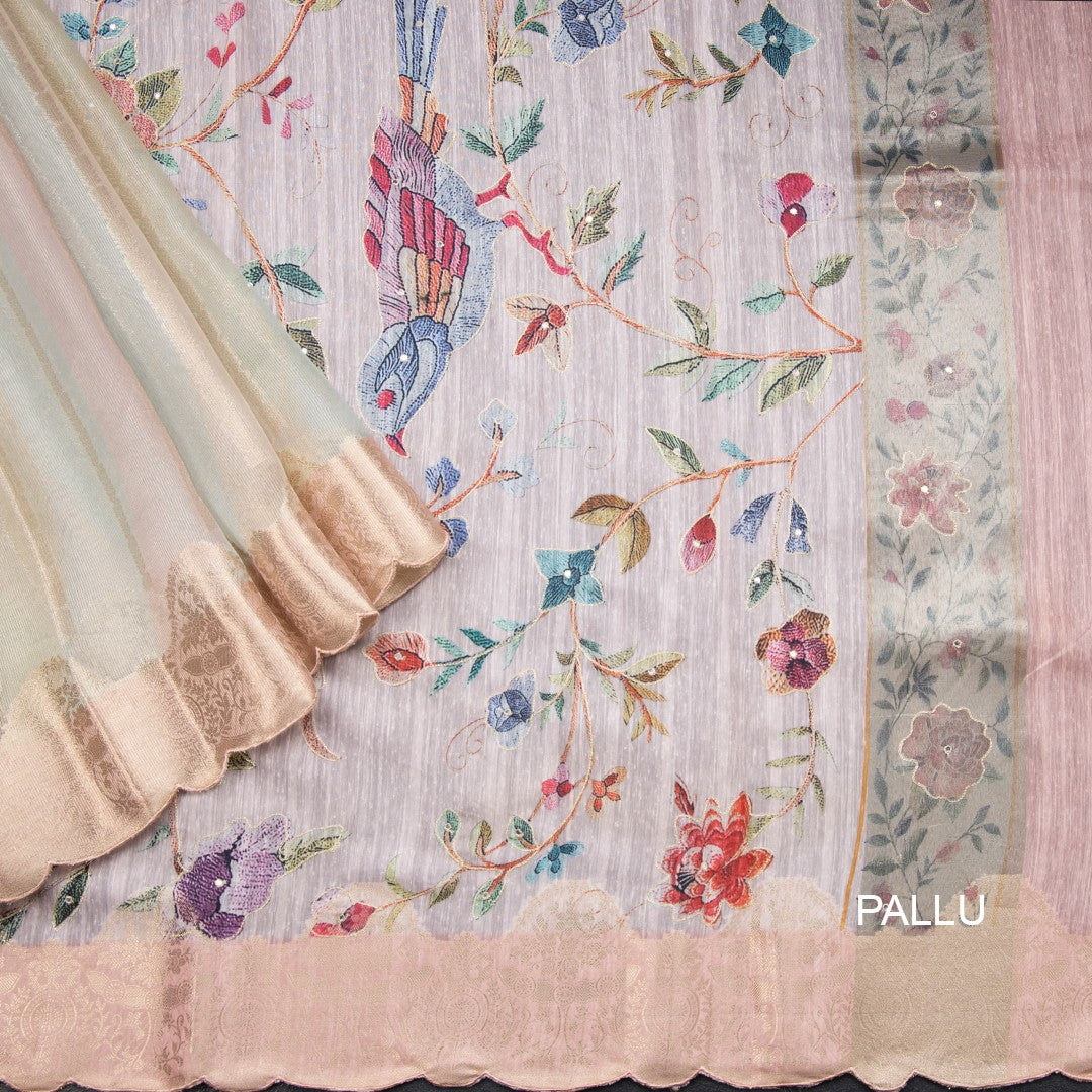 Linen Multi Colour Stripes Saree With Zari Border 02