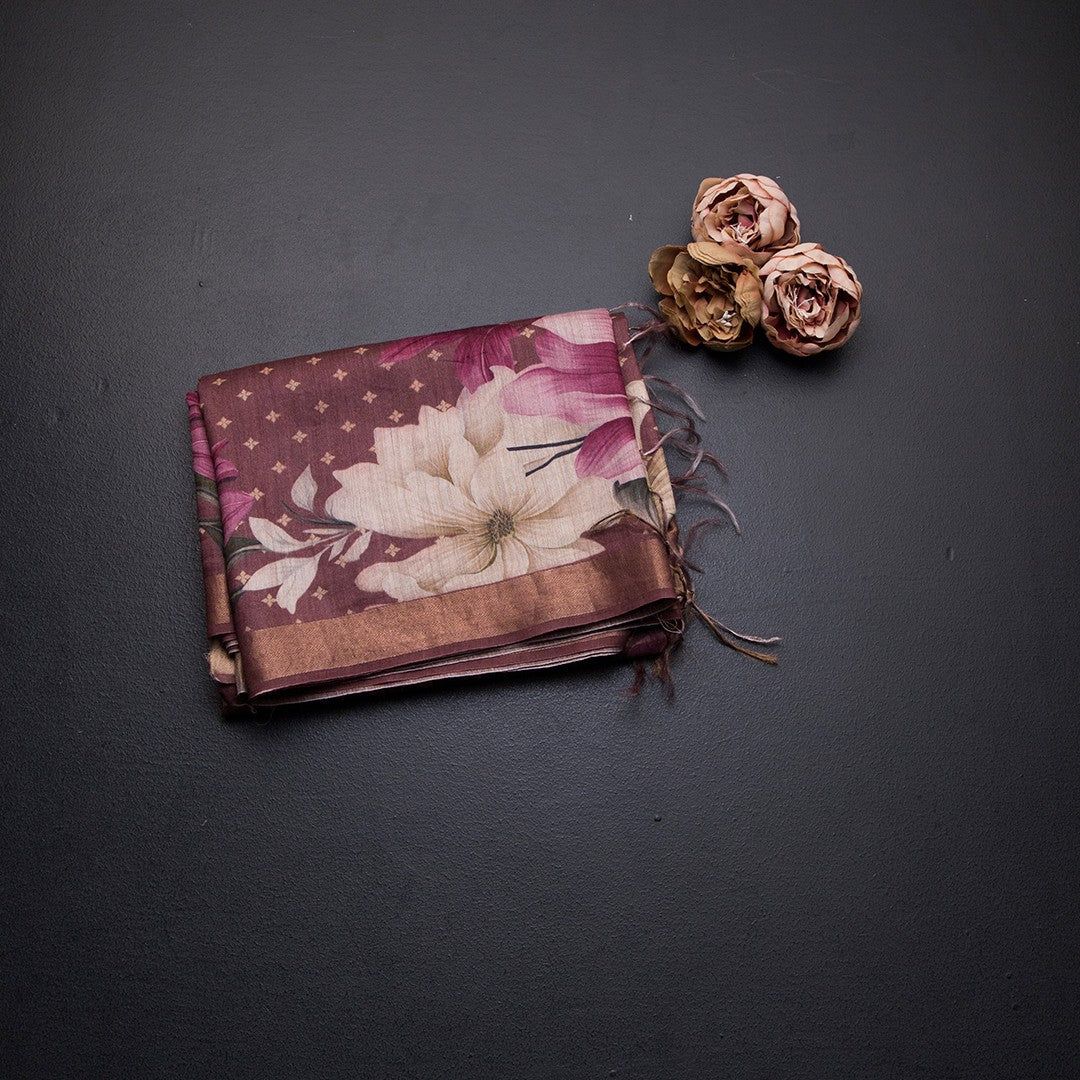 Tussar Light Maroon Printed Saree