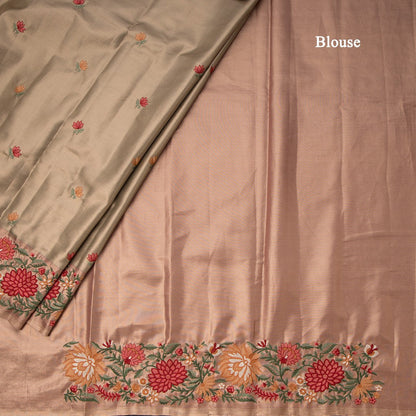 Fancy Silk Green Stylish Thread Work Saree 02