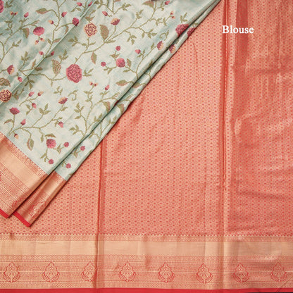 Fancy Silk Green Stylish Thread Work Saree With Zari Border