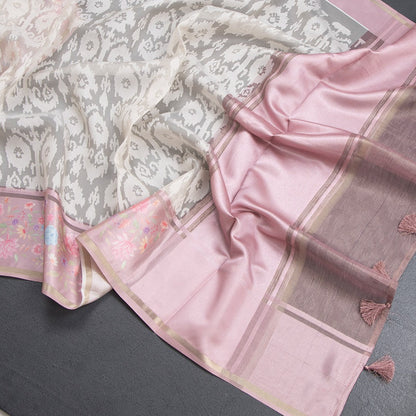 Kora Cream Saree With Satin Border