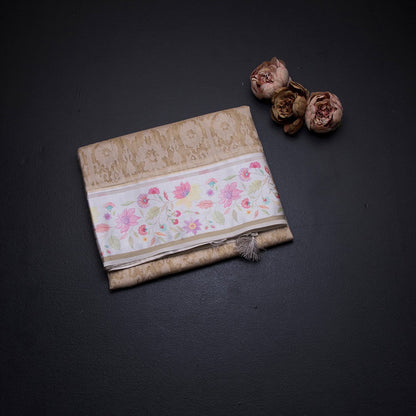 Kora Sandal Saree With Satin Border