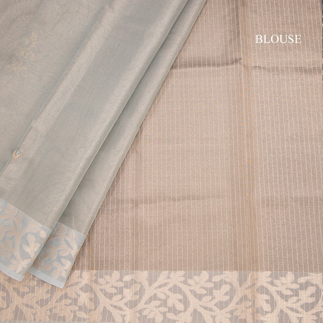Tissue Kota Sky Blue Zari Worked Saree With Gota Work