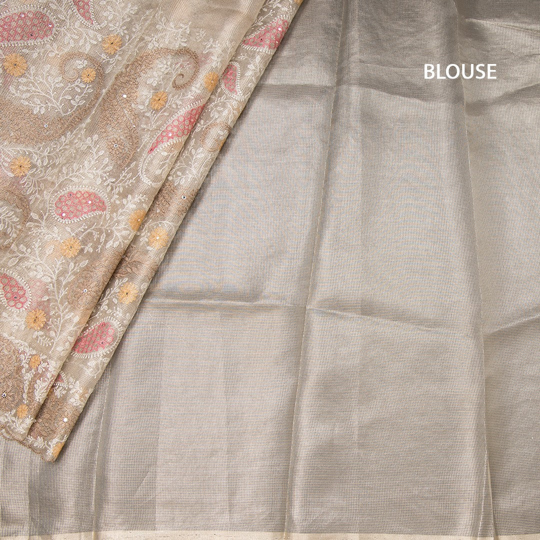 Tissue Kota Gold Thread Work Saree With Paisley Design 02
