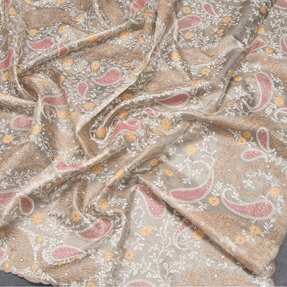 Tissue Kota Gold Thread Work Saree With Paisley Design 02