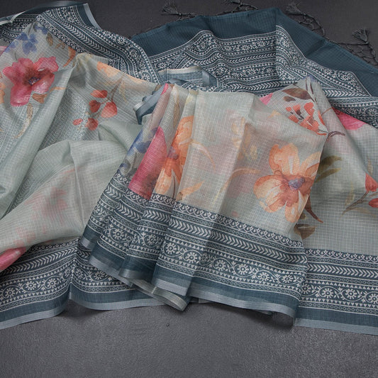Kota Light Green Floral Printed Saree