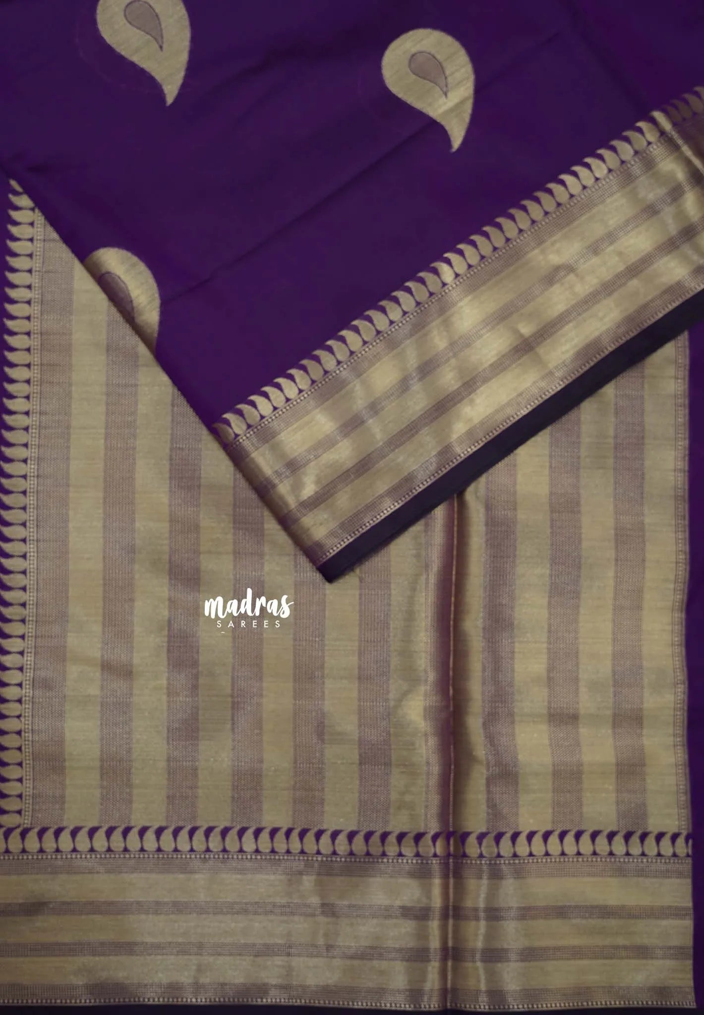 Royal Purple - Kanimozhi - Soft Silk Saree and Zari Border with Mango Buttas - Madras Sarees
