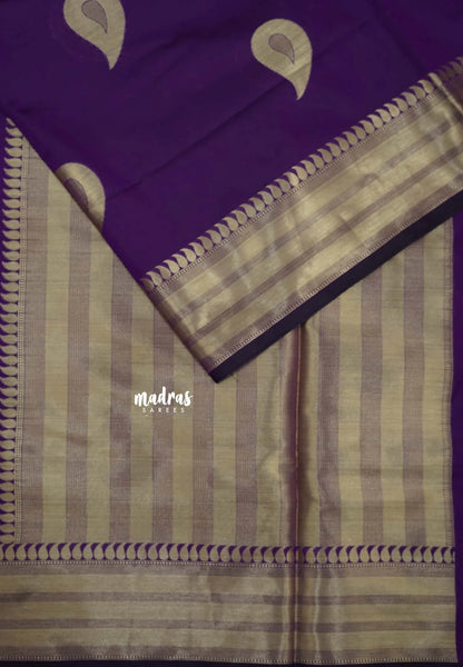 Royal Purple - Kanimozhi - Soft Silk Saree and Zari Border with Mango Buttas - Madras Sarees