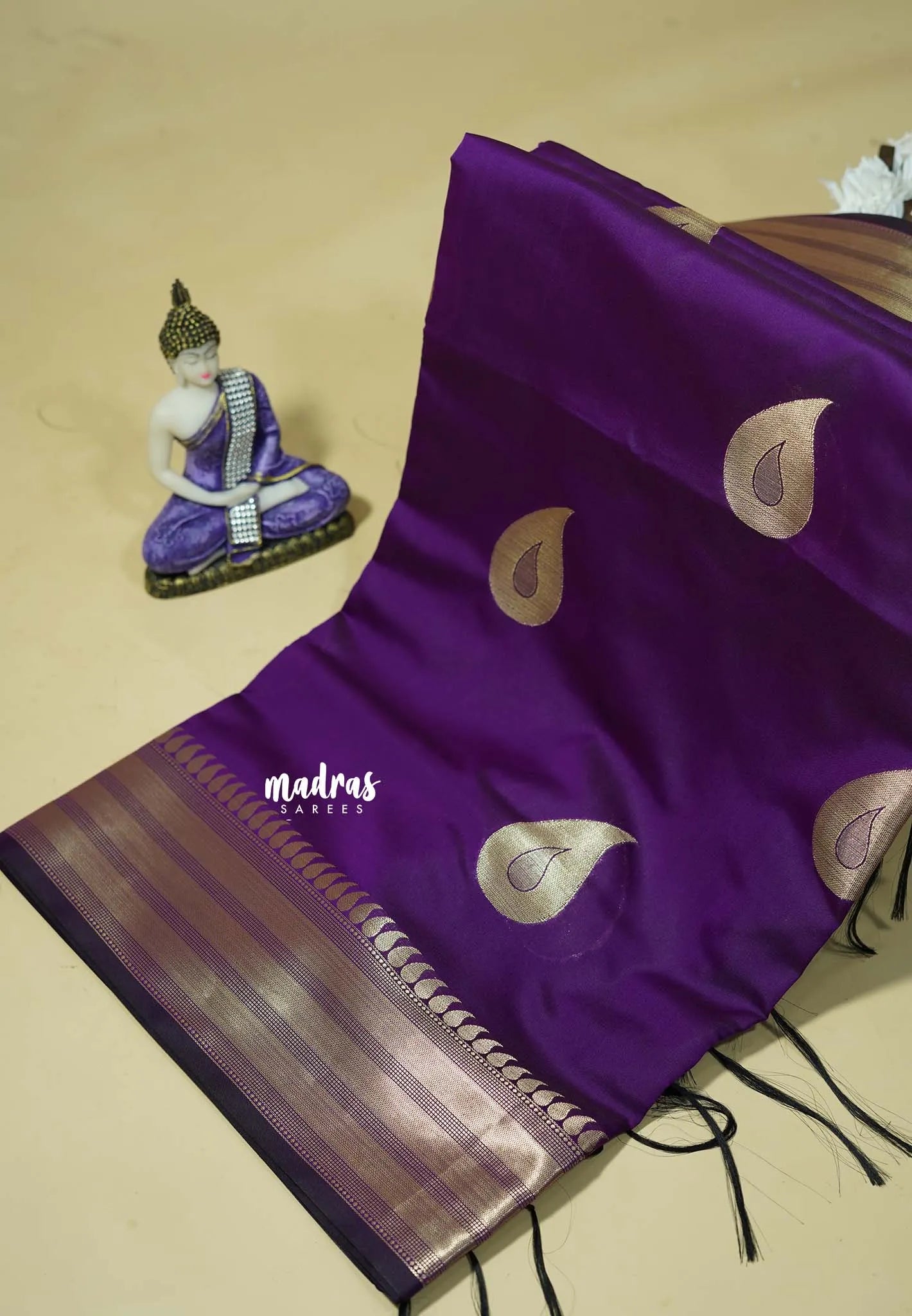 Royal Purple - Kanimozhi - Soft Silk Saree and Zari Border with Mango Buttas - Madras Sarees