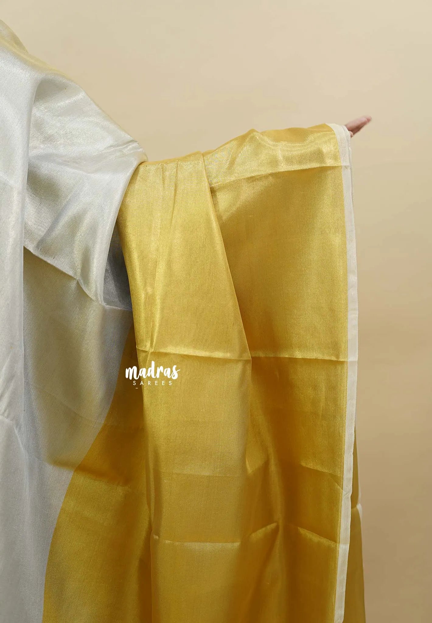 MoonSun Blend - Kushboo half and half gold and silver tissue silk Saree - Best for Small Functions - Madras Sarees