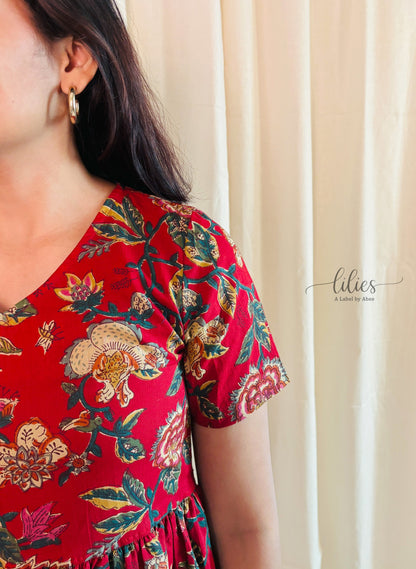 Aranya Maxi Dress - Red - Lilies