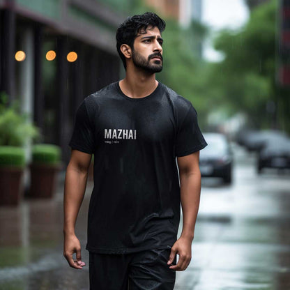 Mazhai | Tamil Oversized T-Shirt (Black) (Right Pocket) - Fully Filmy