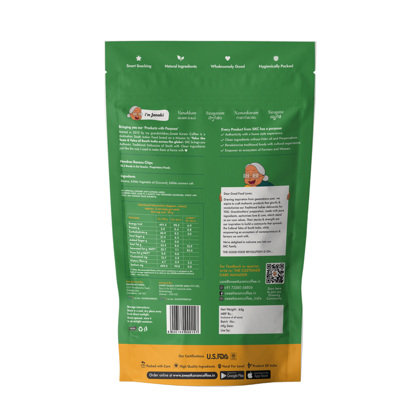 Nendran Banana Chips 65g - Sweet Karam Coffee