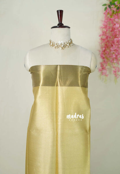 Ahaana - Nita Ambani inspired semi silk with emboss weaving plain border - Pure gold - Madras Sarees
