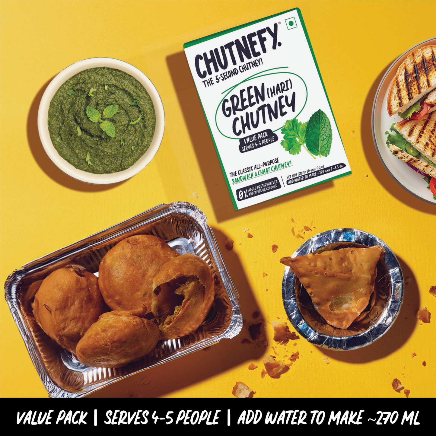Green Hari Chutney 75g (2Packs) - 5-Second Instant Chutney - Chutnefy