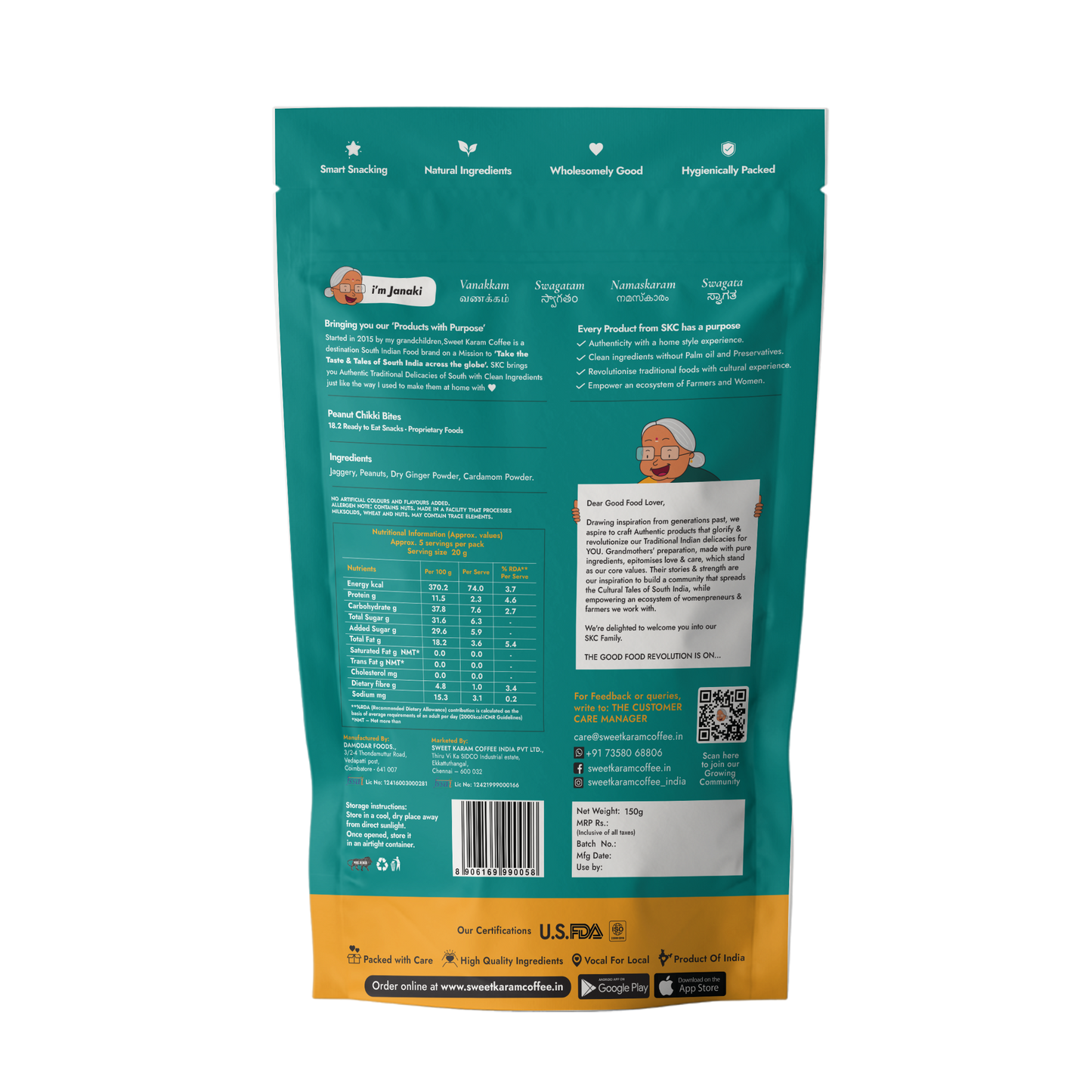 Peanut Chikki Bites 150g - Sweet Karam Coffee