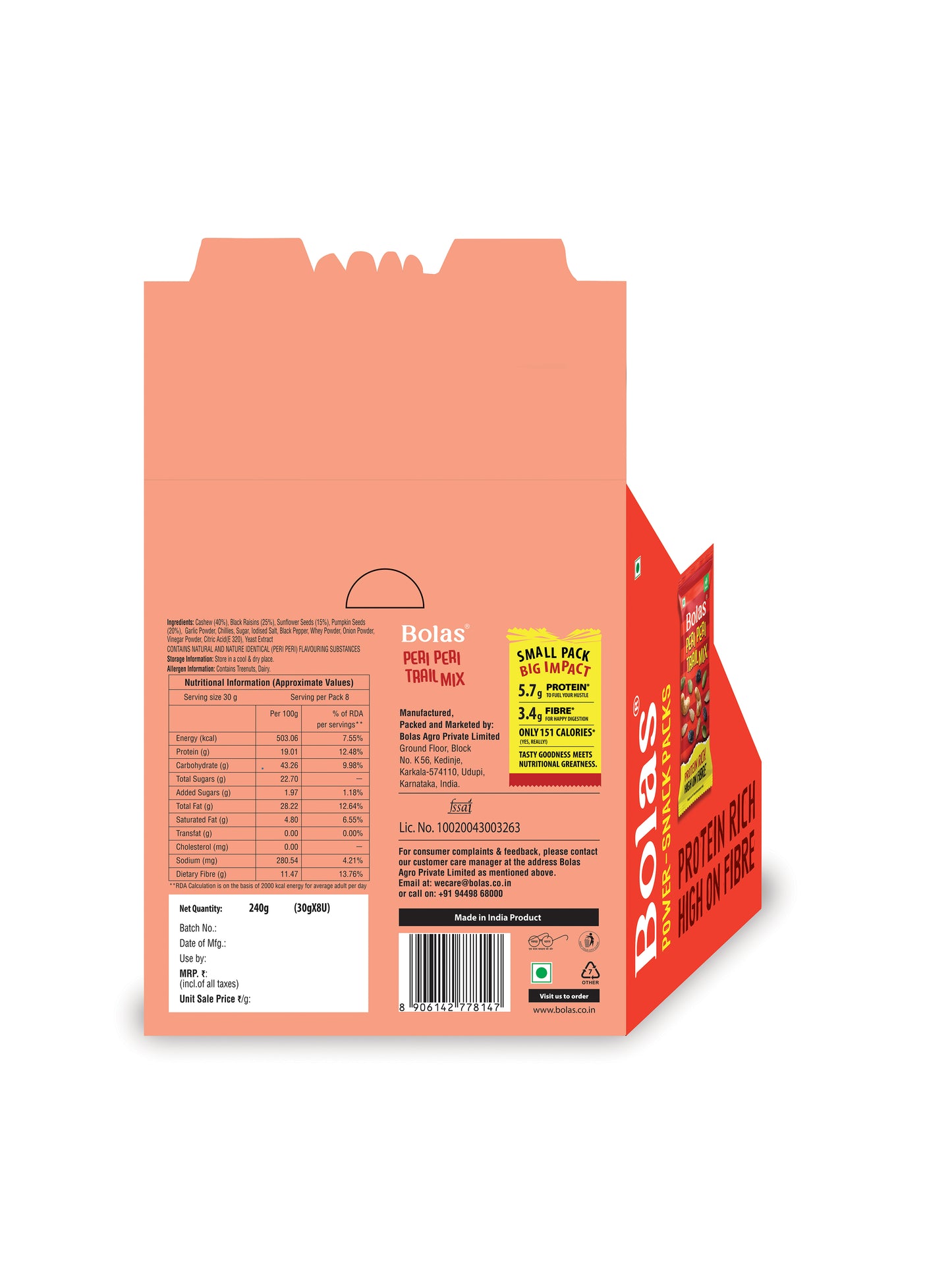 Peri Peri Trail Mix 30g (Pack of 8) - Bolas